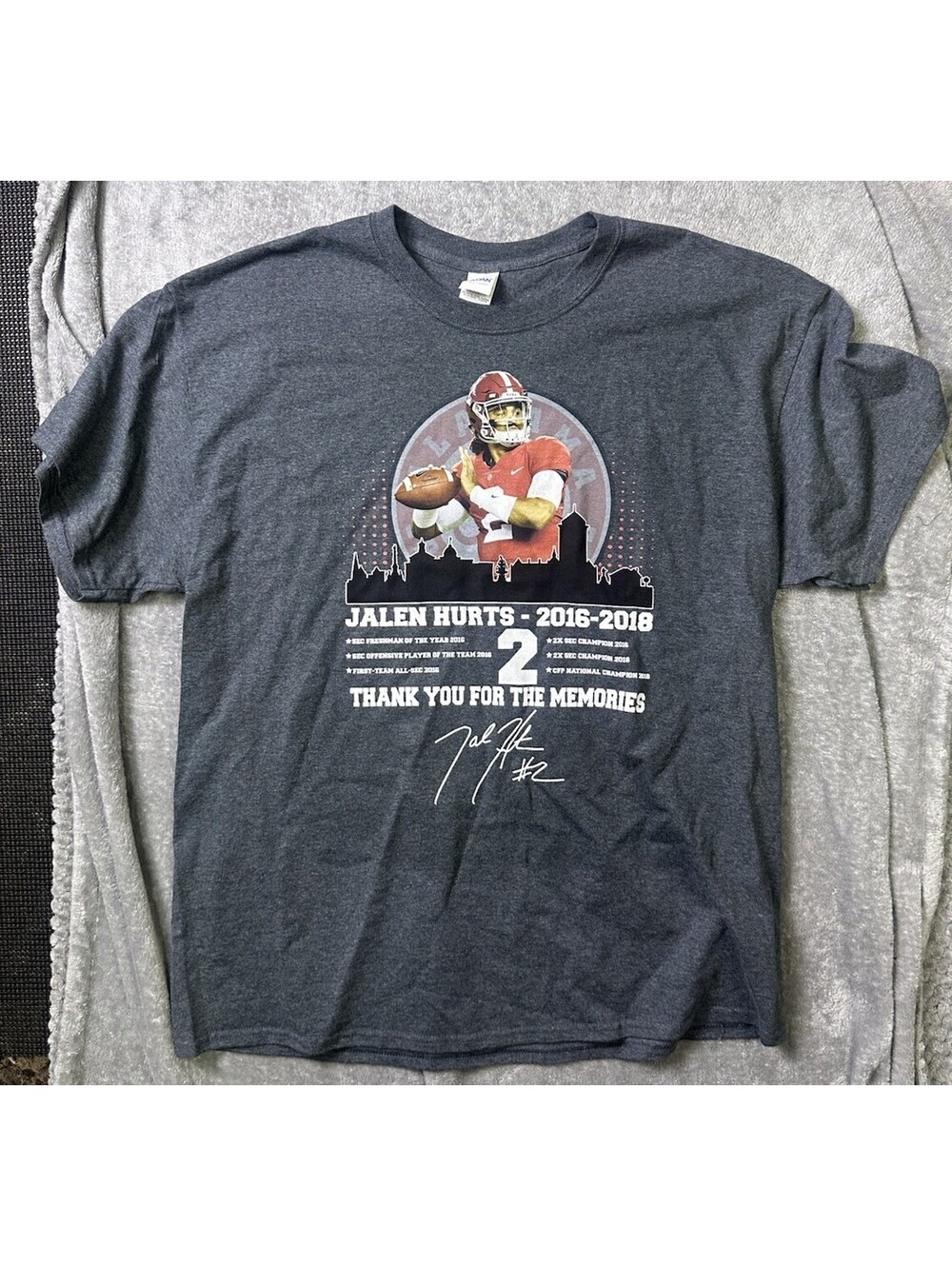 Jalen Hurts Alabama Crimson Tide Shirt XL 2016-2018 Football Graphic Tee